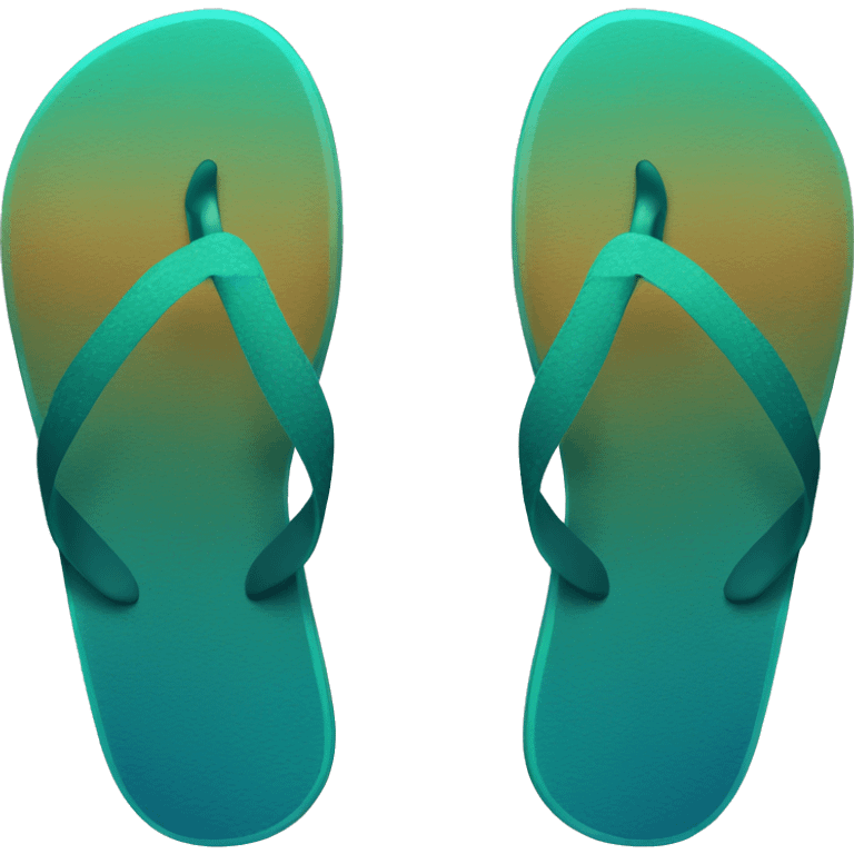 Realistic dark turquoise gradient pair of summer flip flops isolated. emoji