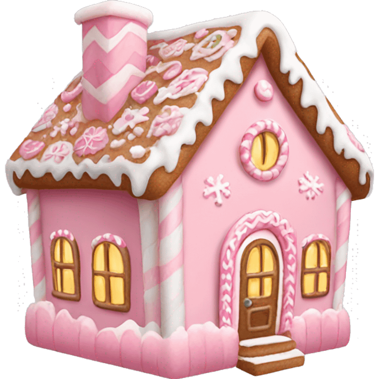 pastel pink gingerbread house emoji