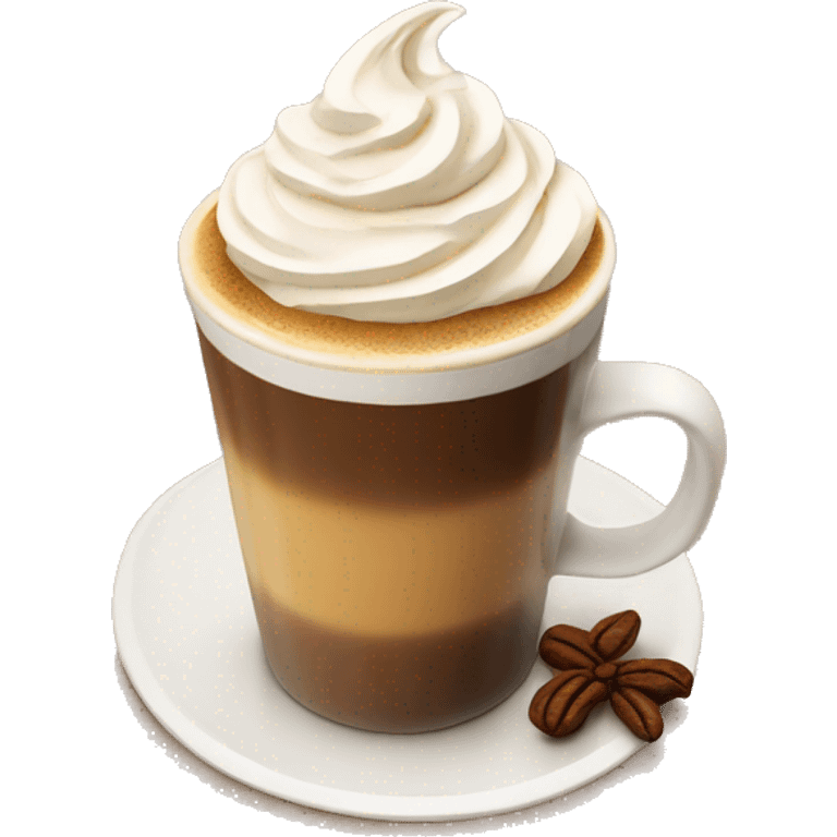 Coffee, pumpkin spiced latte with whipped cream emoji