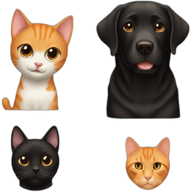 black labrador and orange cat emoji