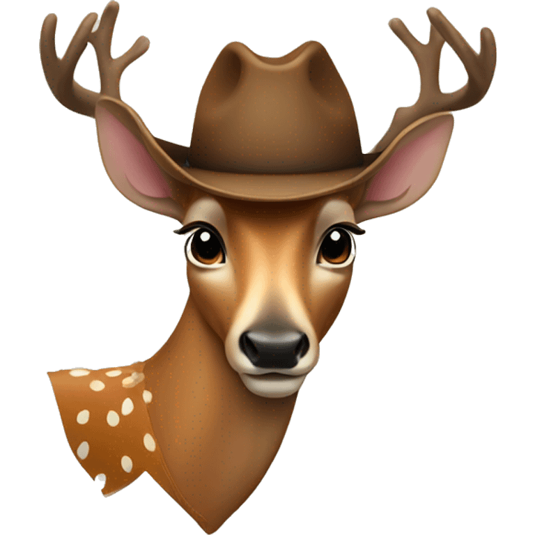 Deer wearing cowboy hat emoji