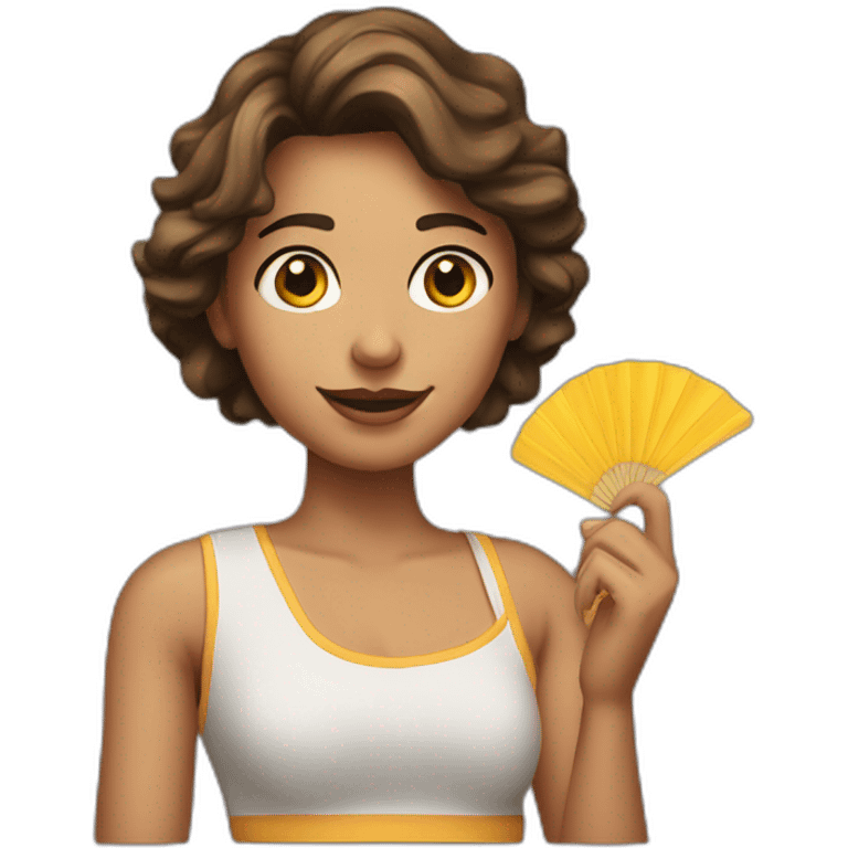 chica con abanico en la mano emoji