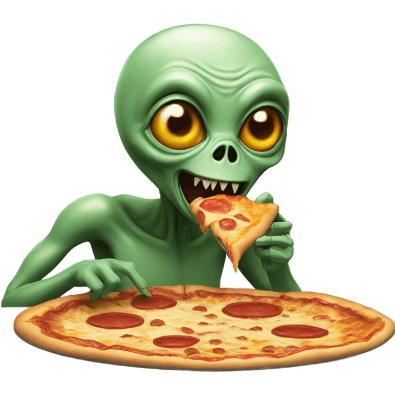 Alien eating pizza emoji