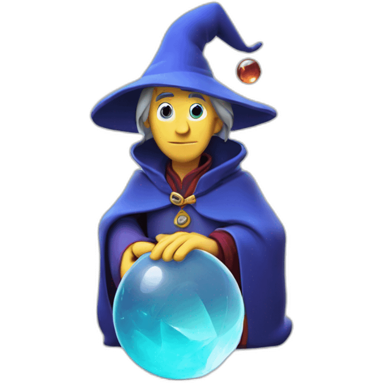 mage with thinking face holding crystal ball pixar disney 3d emoji