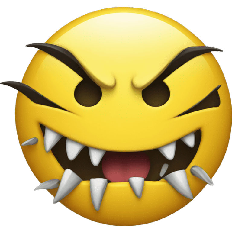 yellow smiley with sharp fang teeht emoji