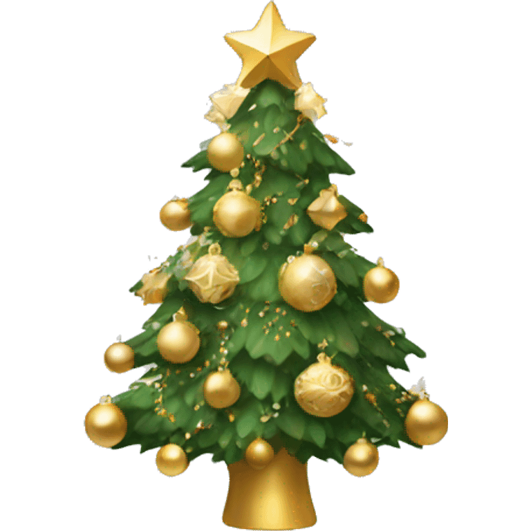 Christmas tree with white and gold decorations emoji