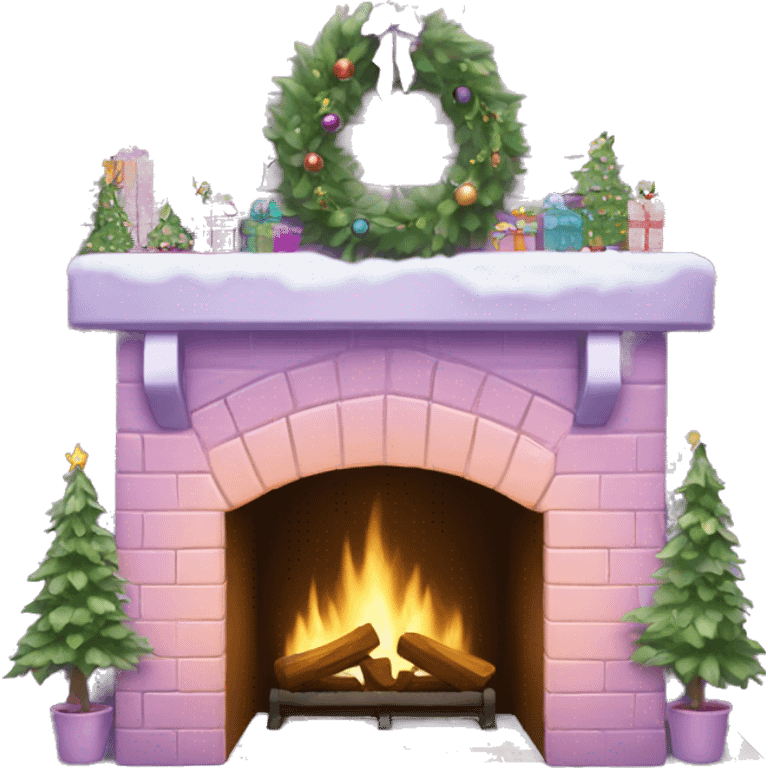 Pastel Lilac brick fireplace Christmas  emoji