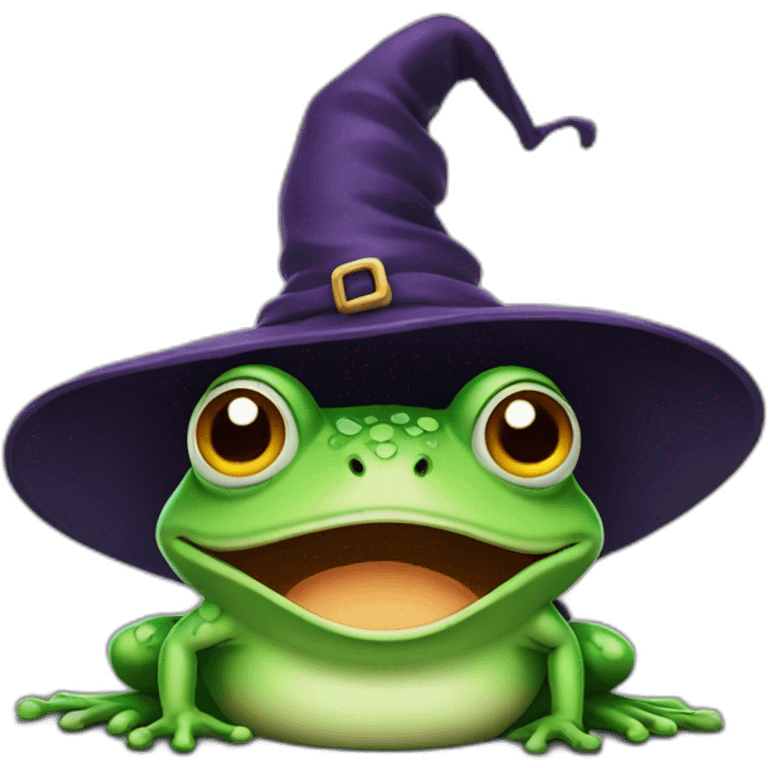 angry frog wearing witch hat emoji