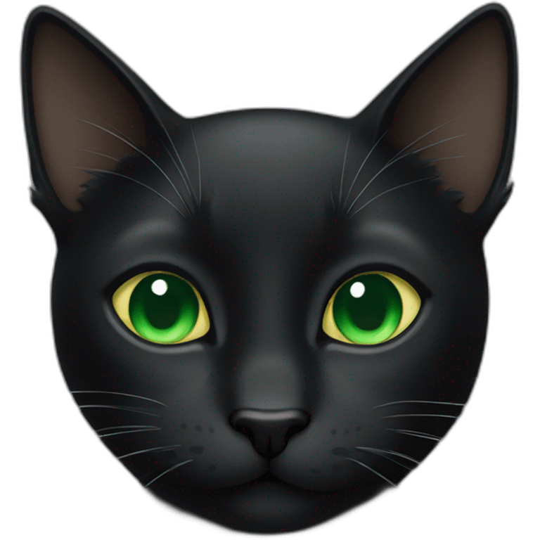 Black Cat with Green eyes, stick out  emoji