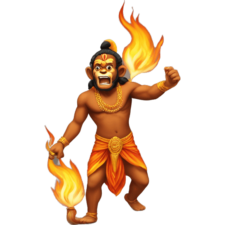 Hanuman burning lanka with tail on fire emoji