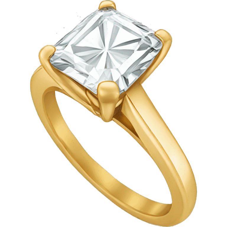 Radiant cut gold engagement ring  emoji