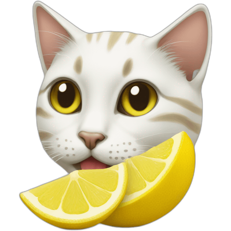 Cat eating a lemon emoji