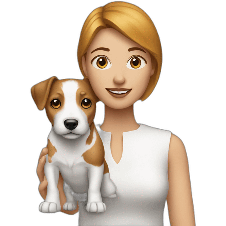 woman with jack russel white emoji