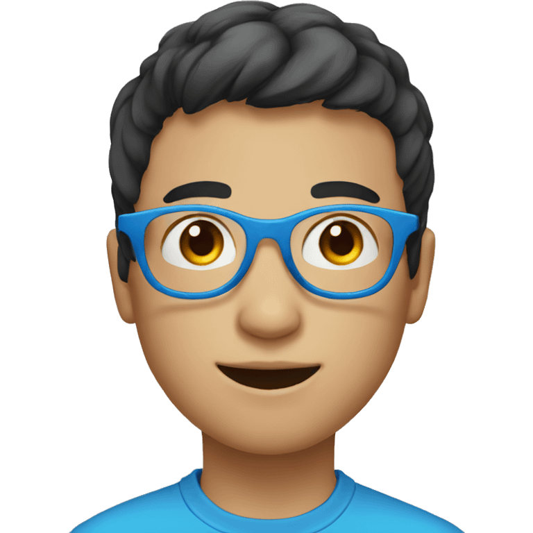 boy with blue round glasses short dark hair emoji