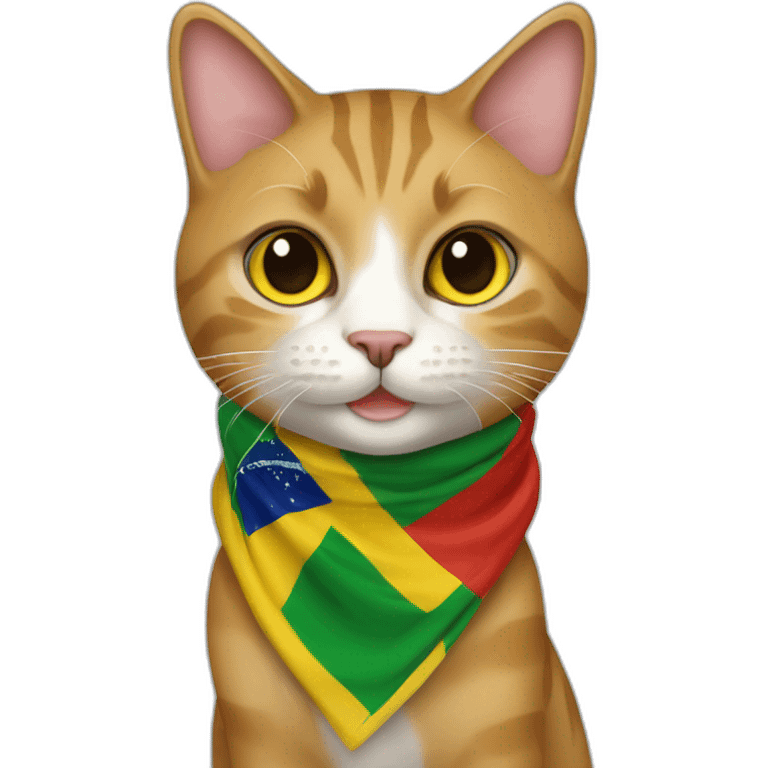 Stray-caramel-cat-wearing-scarf-with-brazilian-flag emoji