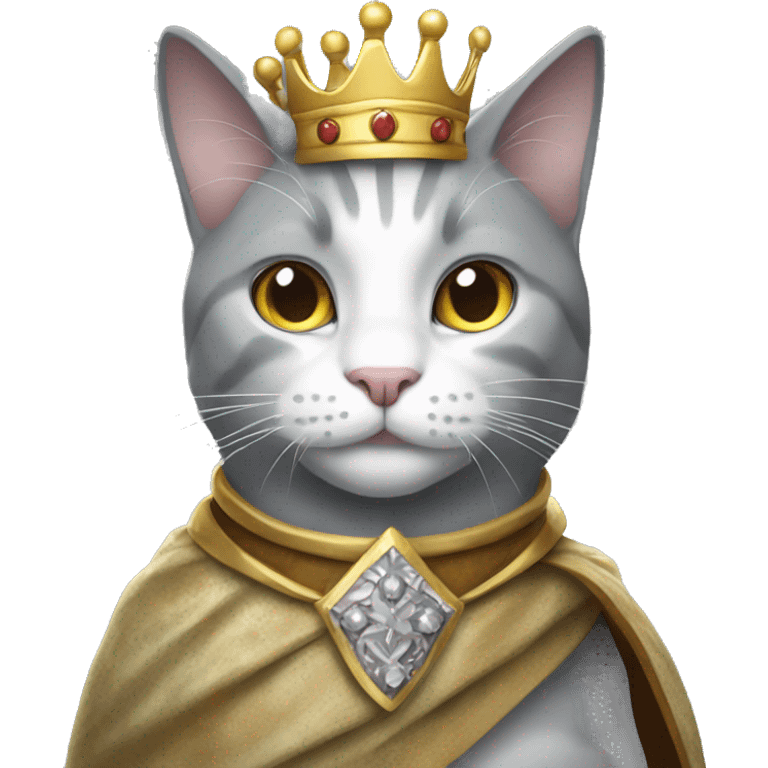 Gray and white cat dressed as king emoji