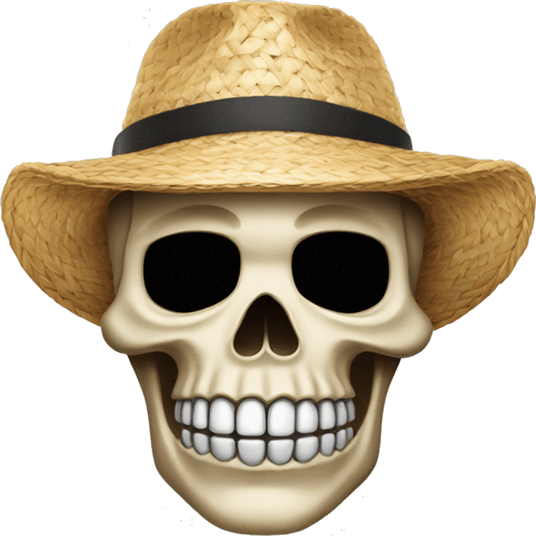 Skull face with straw hat emoji