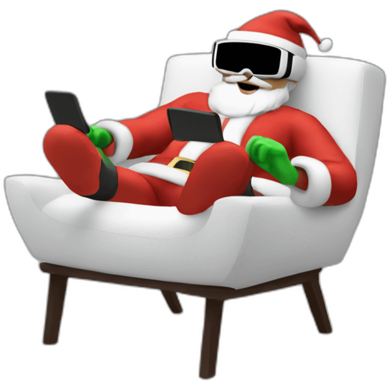 Santa in vr headset on chair emoji