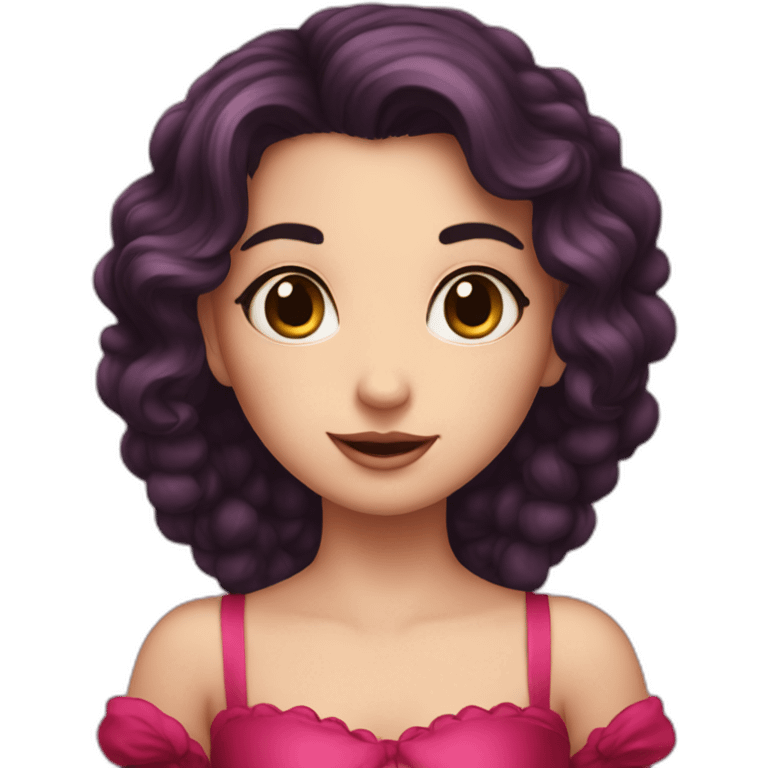 cute raspberry princess with dark hair emoji