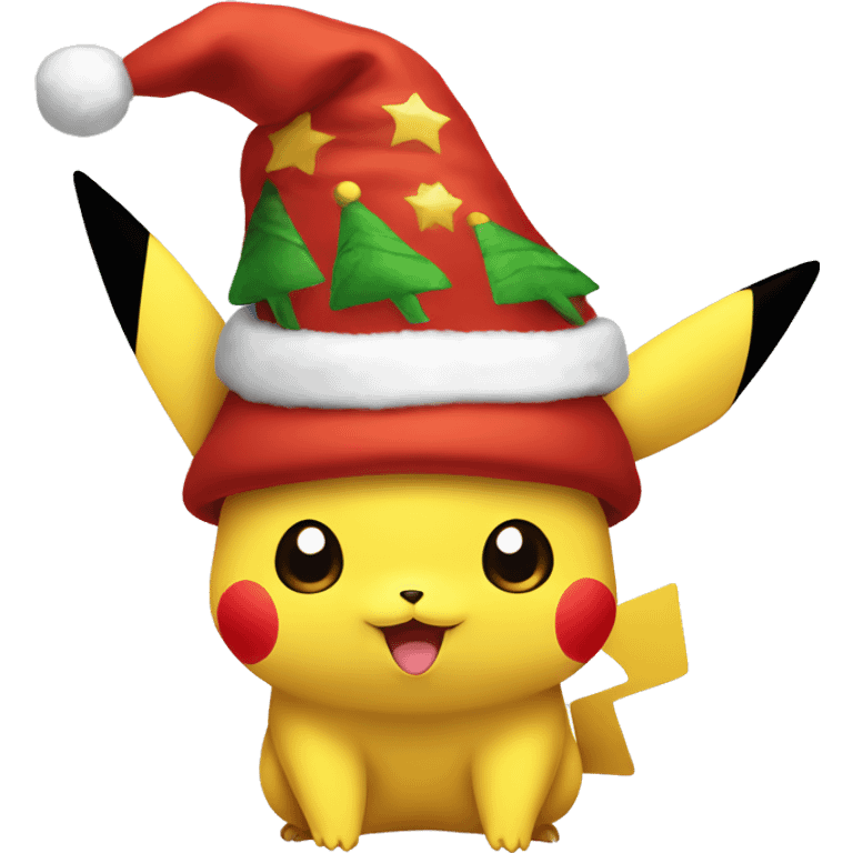 pikachu wear chrismas hat emoji