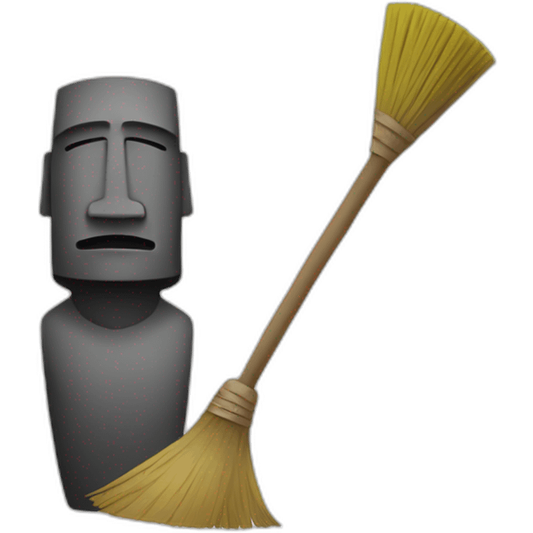 Moai with broom emoji