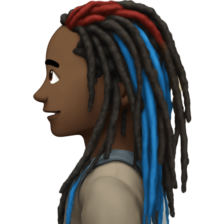 Blue an red heart combined with black and brown dreads  emoji