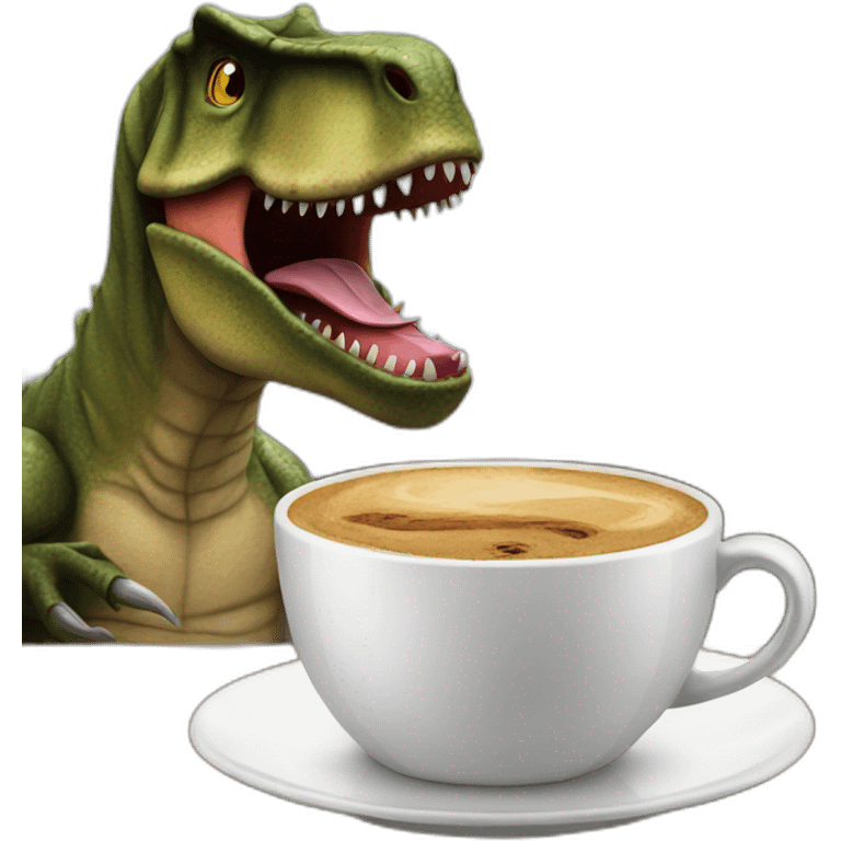 T-rex having coffee emoji