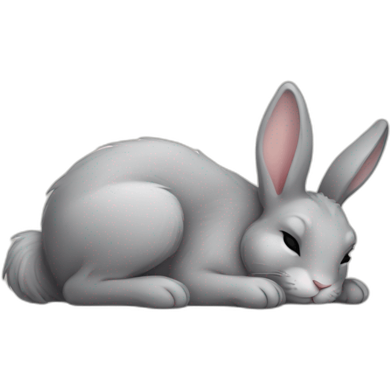 grey bunny sleeping on parket emoji