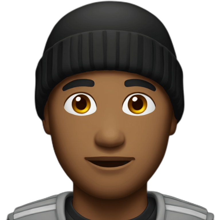 man with short black beanie emoji