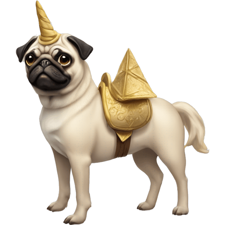 Pug dog riding unicorn emoji