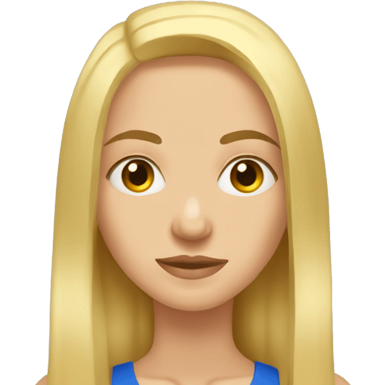 Ukrainian woman with long blond hair doing preparing to do squats with only leg emoji