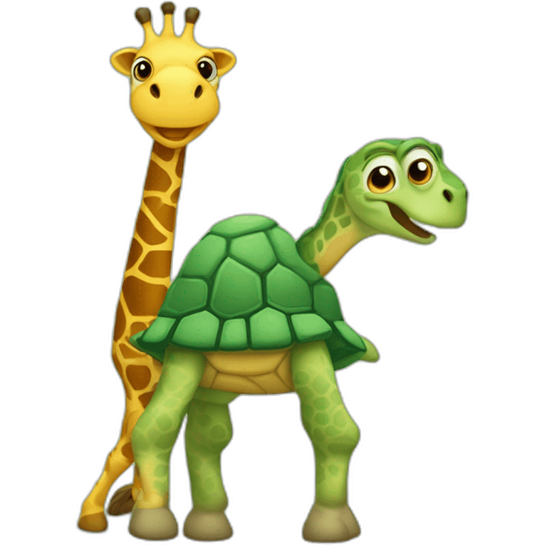 Un tortue sur un girafe emoji