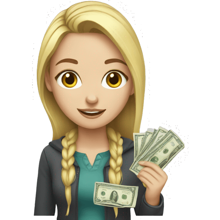 white girl paying money emoji