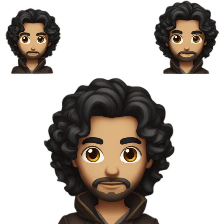 Long curly dark hair dungeon master emoji