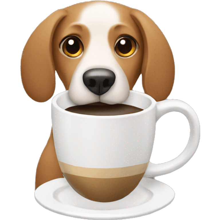 a dog drinking coffee emoji