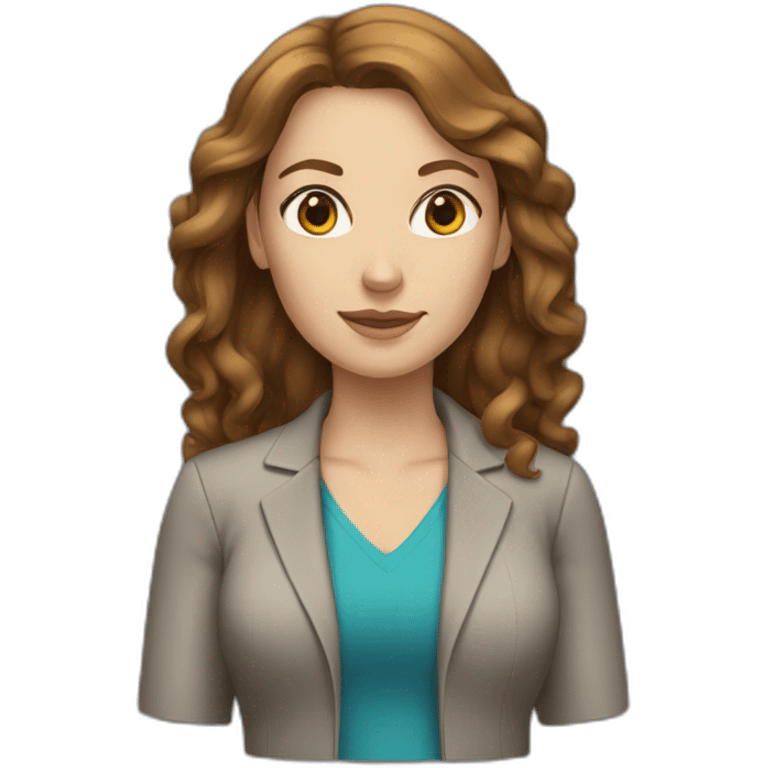 white woman with brown hair boss emoji