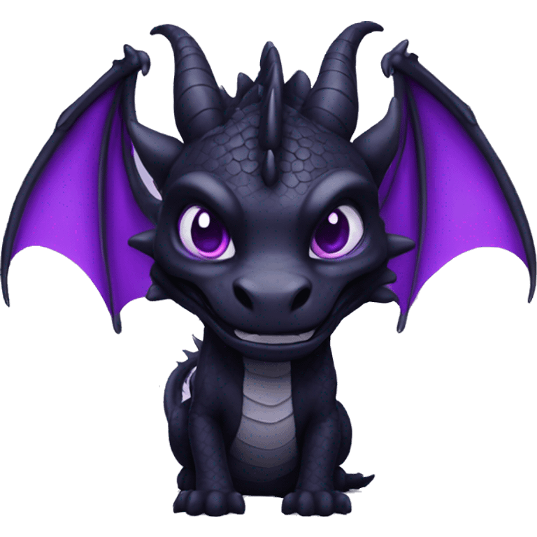 an black dragon with purple eyes and ears emoji