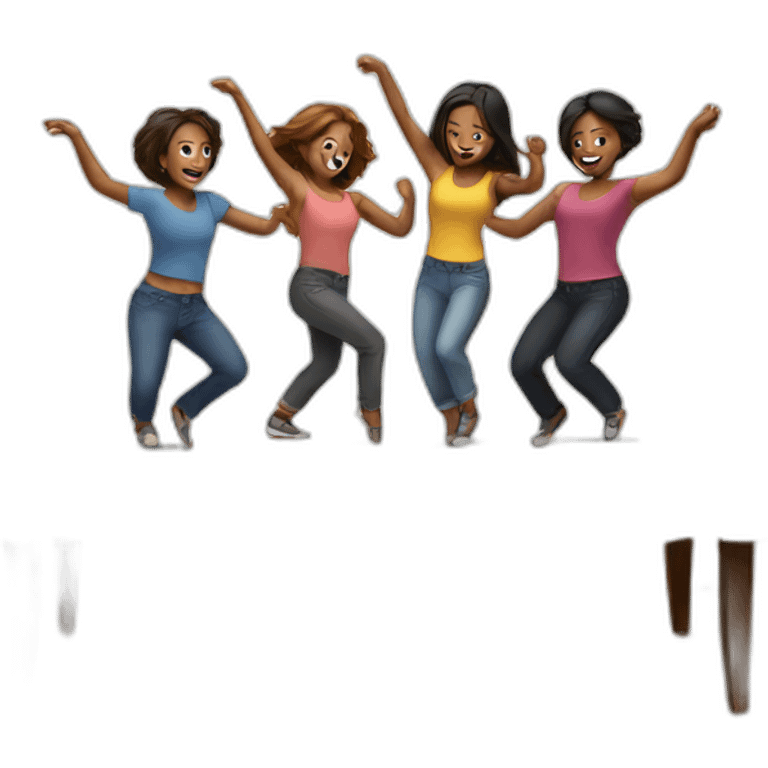 friends dancing on table emoji