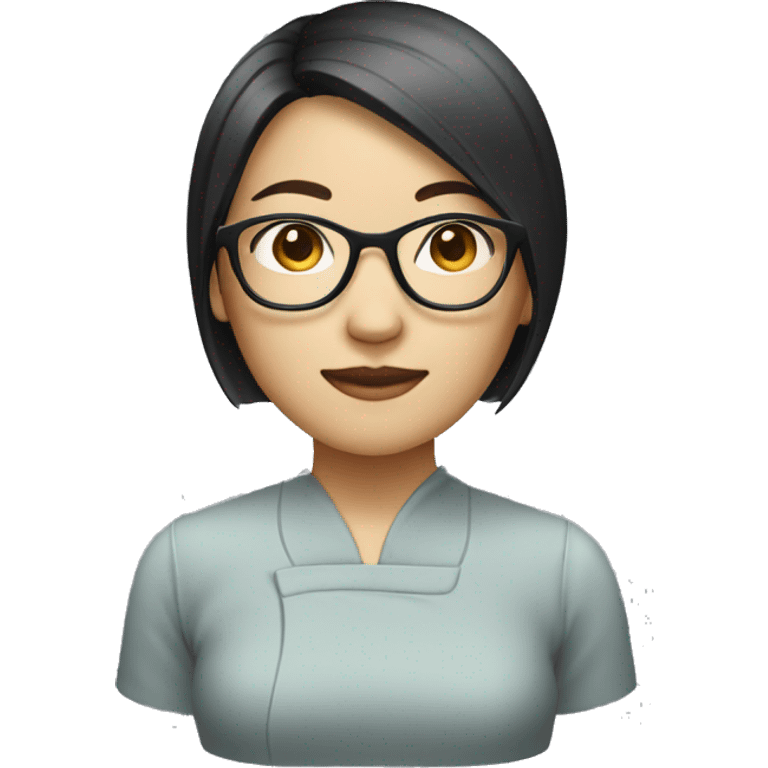 chinese lady with short straight hair, wearing glasses emoji