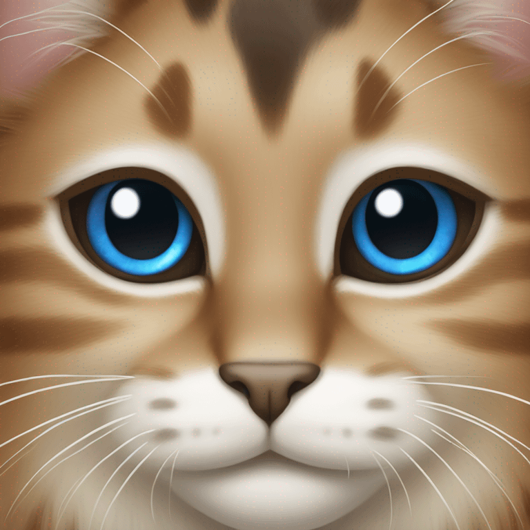 Cat with blue ocean eyes, with white, light brown and dark brown fur, and with black nose  emoji