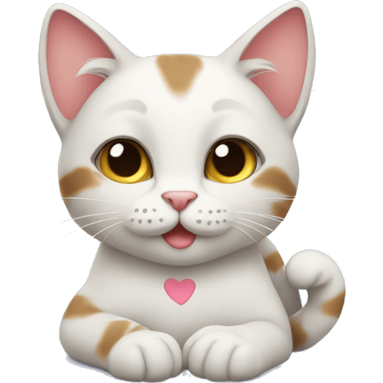 Cute cat makes Heart with paw emoji