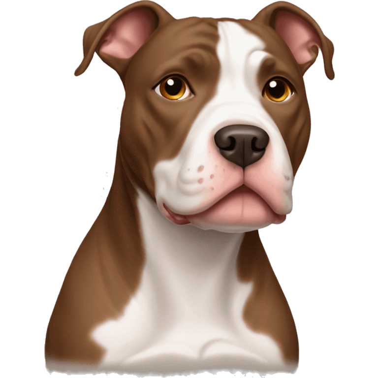 Cute old brown and white Pitbull  emoji