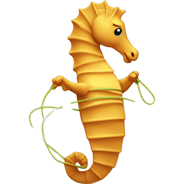 Sea horse doing jump rope emoji