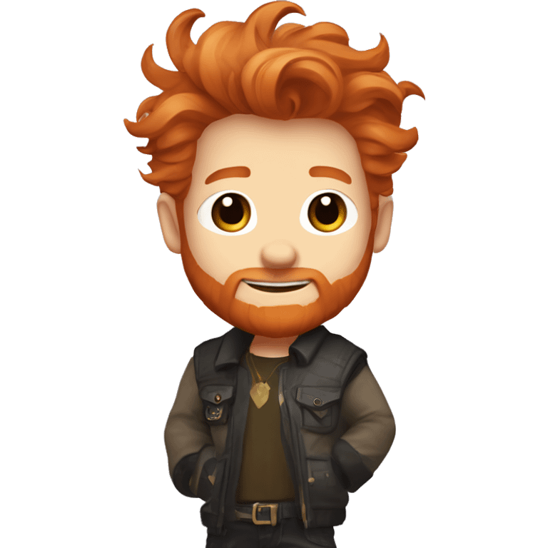 cartoon chibi style little ginger scruffy hair bearded man  waving, destiny 2 fashion emoji