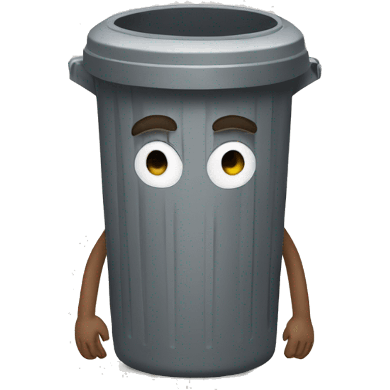 Humanized trashcan with arms and legs emoji