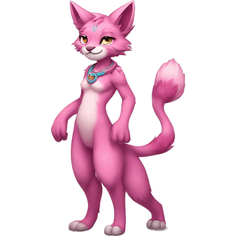 Anthropomorphic Anthro Pink Sona Lynx-Fakémon Furry Full Body emoji