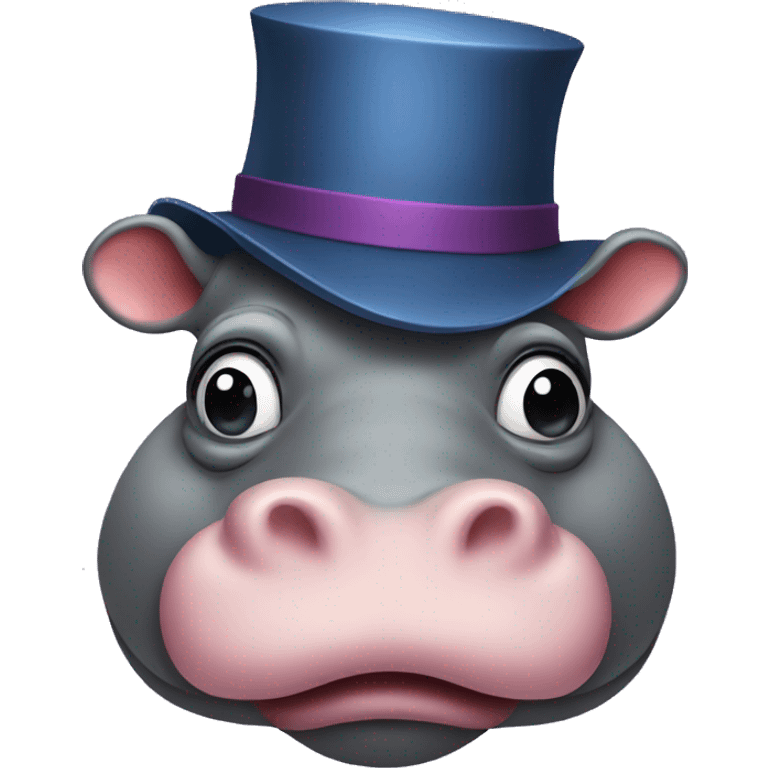 Hippo with a funny hat emoji