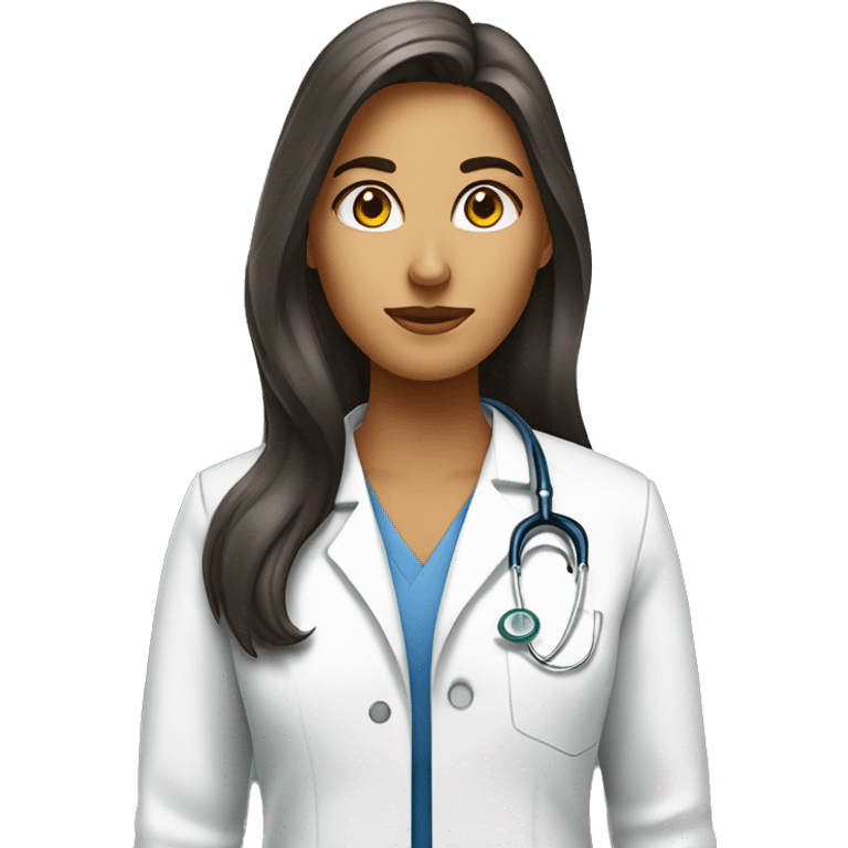 Médecin, femme, cheveux bruns longs et raides, endocrinologue, Diabétologue  emoji