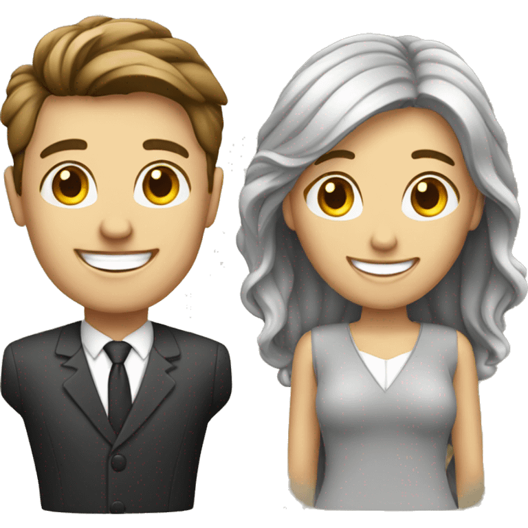 happy young managers man and woman  emoji