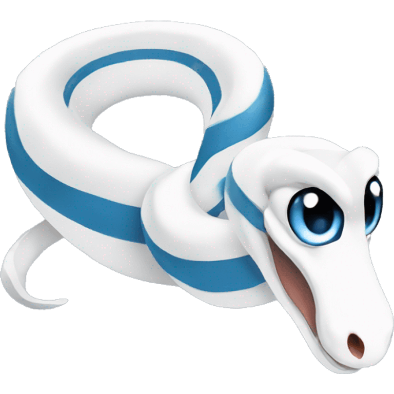 Make a sticker pack for telegram with cartoon style snake white Texas striped snake. It is a white snake with blue eyes emoji